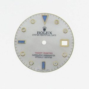 ROLEX WHITE MOTHER OF PEARL YACHTMASTER DIAL. WITH SAPPHIRES AND DIAMONDS.