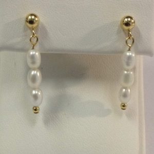 14K Y/G 3 PEARL EARRINGS