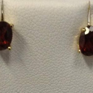 14K Y/G OVAL GARNET EARRINGS