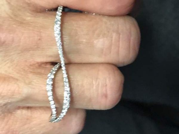 18K W/G DIA SWIRL 2 FINGER RING, 0.57CTTW, 2.4DWT