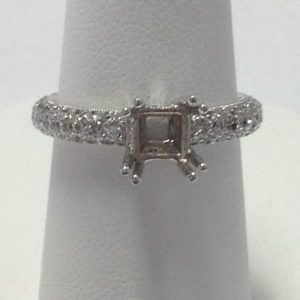 18KT W/G SEMI-MOUNT RING W/DIA 1.22CTTW RND DIA