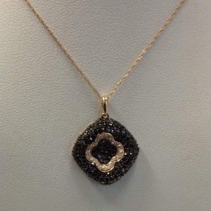 14KT DIA/BLK DIA PENDANT 1.7CTTW