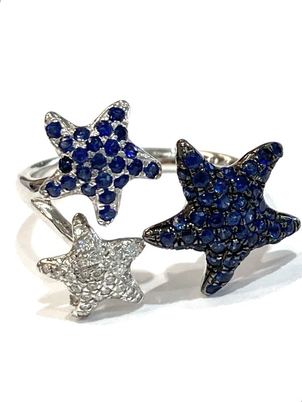 DIAMOND AND SAPPHIRE STARFISH RING