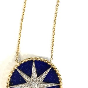 GOLD LAPIS COMPASS NECKLACE