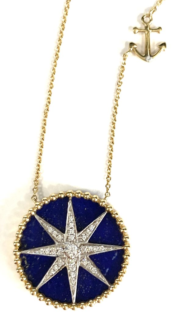 GOLD LAPIS COMPASS NECKLACE