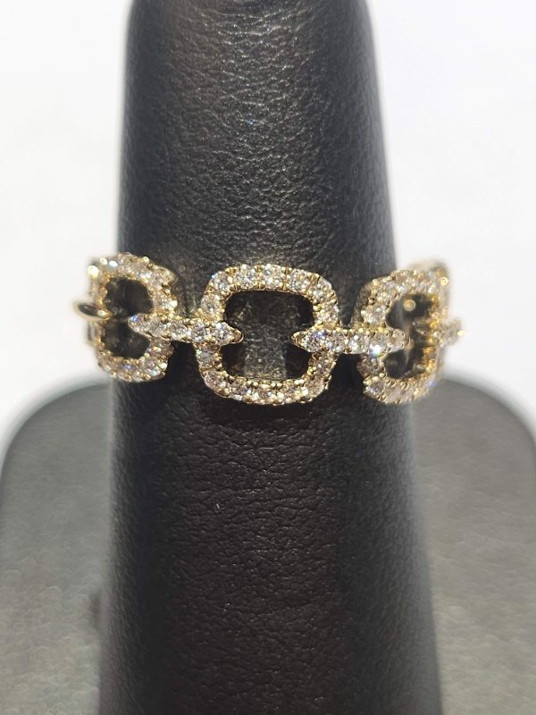 14K YELLOW GOLD OPEN CUSHION LINK DIAMOND BAND 0.47 CTW, 1.9 DWT, 6.5 SIZE