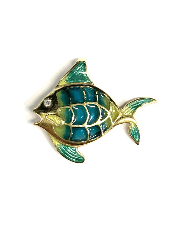 GOLD & GREEN FISH PENDANT