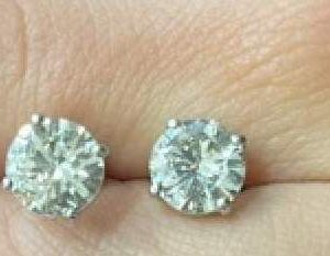 14K WHITE GOLD DIAMOND STUD'S 2.77CT COLOR K CLARITY VS 4 PRONG .5 DWT