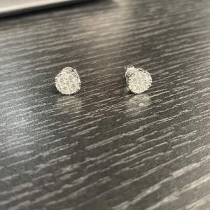 14K WHITE GOLD DIAMOND CLUSTER STUDS 1.0CT 2.4GR
