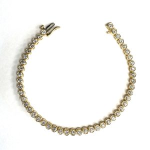 14K YELLOW GOLD DIAMOND MINE GROWN BEZEL SET TENNIS BRACELET