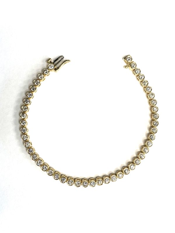 14K YELLOW GOLD DIAMOND MINE GROWN BEZEL SET TENNIS BRACELET