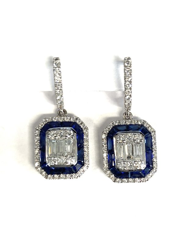 DIAMOND AND BLUE SAPPHIRE EARRINGS