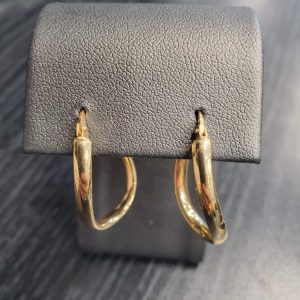 14K YG TWIST HOOP EARRINGS 1.8G