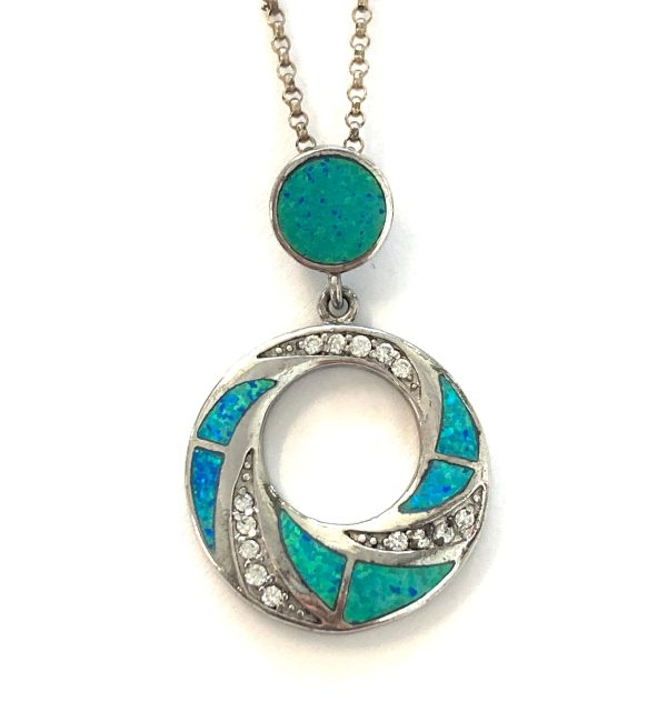 STERLING SILVER OPAL WAVE PENDANT