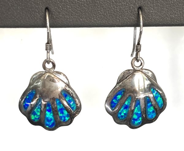 STERLING SILVER OPAL SHELL EARRINGS