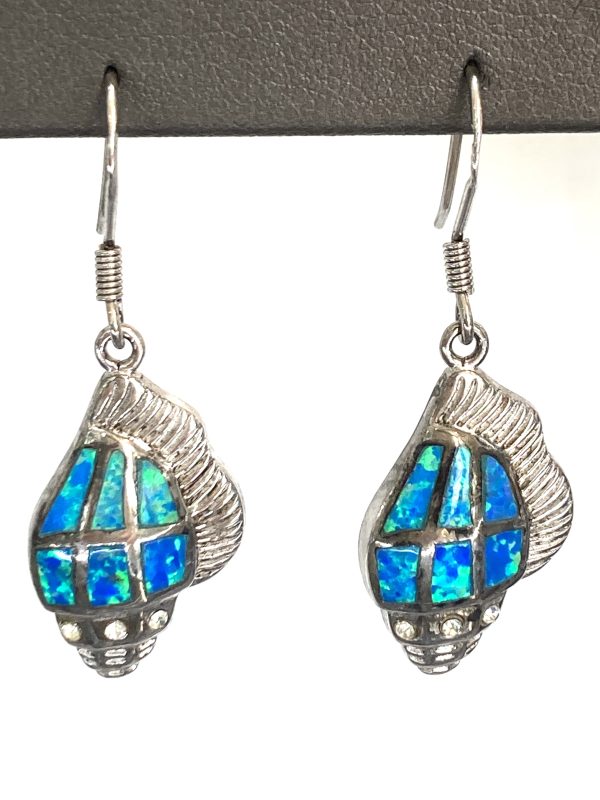 STERLING SILVER OPAL CONCH EARRINGS
