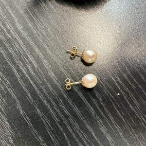 14K YELLOW GOLD PEARL EARRINGS 1.9DWT