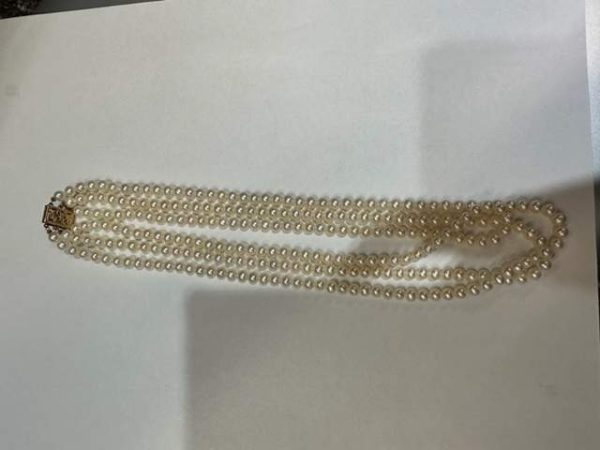 14K YELLOW GOLD PEARL NECKLACE 4MM