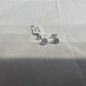14K WHITE GOLD LAB GROWN DIAMOND STUDS 1.11CT 4 PRONG .9DWT