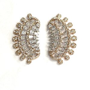 TWO-TONE ROSE AND WHITE GOLD LADIES DIAMOND FASHION EARRINGS