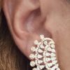 TWO-TONE ROSE AND WHITE GOLD LADIES DIAMOND FASHION EARRINGS - Image 2