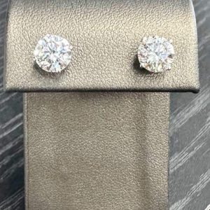 14K WHITE GOLD IGI CERT LG DIAMOND STUDS G VS1 3.04CT 1.0 DWT