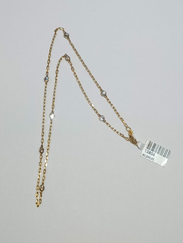 18K YELLOW GOLD DIAMOND BY THE YARD NECKLACE FEATURING 1.20 CTS OF ROUND BRILLIANT CUT NATURAL DIAMONDS. 3.8 DWT. 17.5 INCHES LENGTH