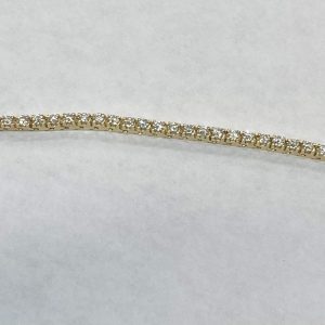 14K YELLOW GOLD DIAMOND TENNIS BRACELET 7 INCH 55 ROUND BRILLIANT CUT DIAS 6PTS EACH APPROX 3.00CTS CLARITY VS COLOR G/H GOLD WT 6.2 DWT