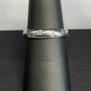 LADIES PLATINUM WEDDING BAND .20K DIAMONDS SZ 6.5