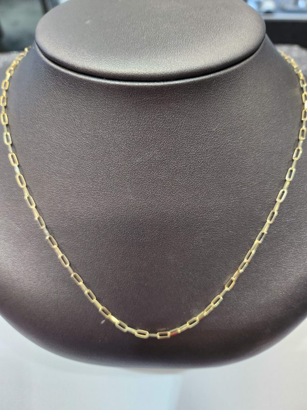 14K YG 18" PAPERCLIP CHAIN. 2.2DWT