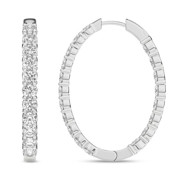 OVAL DIAMOND HOOP EARRINGS