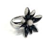 DIAMOND AND ONYX ASYMETRICAL FLOWER DESIGN RING - Image 2