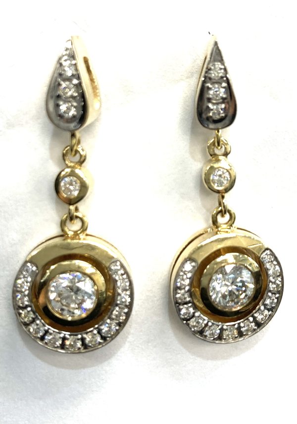 DIAMOND HALO DANGLE EARRINGS