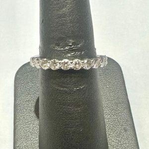 18K W/G NATURAL DIAMOND ANNIVERSARY BAND CONSISTING OF 11 ROUND BRILLIANT CUT DIAMONDS WEIGHING 1.04 CTS TWC. COLOR:G-H / CLARITY:VS.  2.4 DWT.