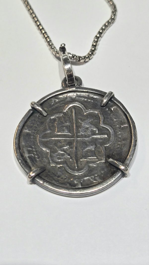STERLING SILVER SHIPWRECK COIN AND CHAIN