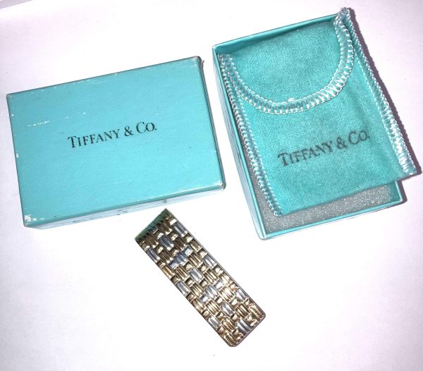 18K YELLOW GOLD & STERLING SILVER TIFFANY & CO. MONEY CLIP. COMES W/ POUCH